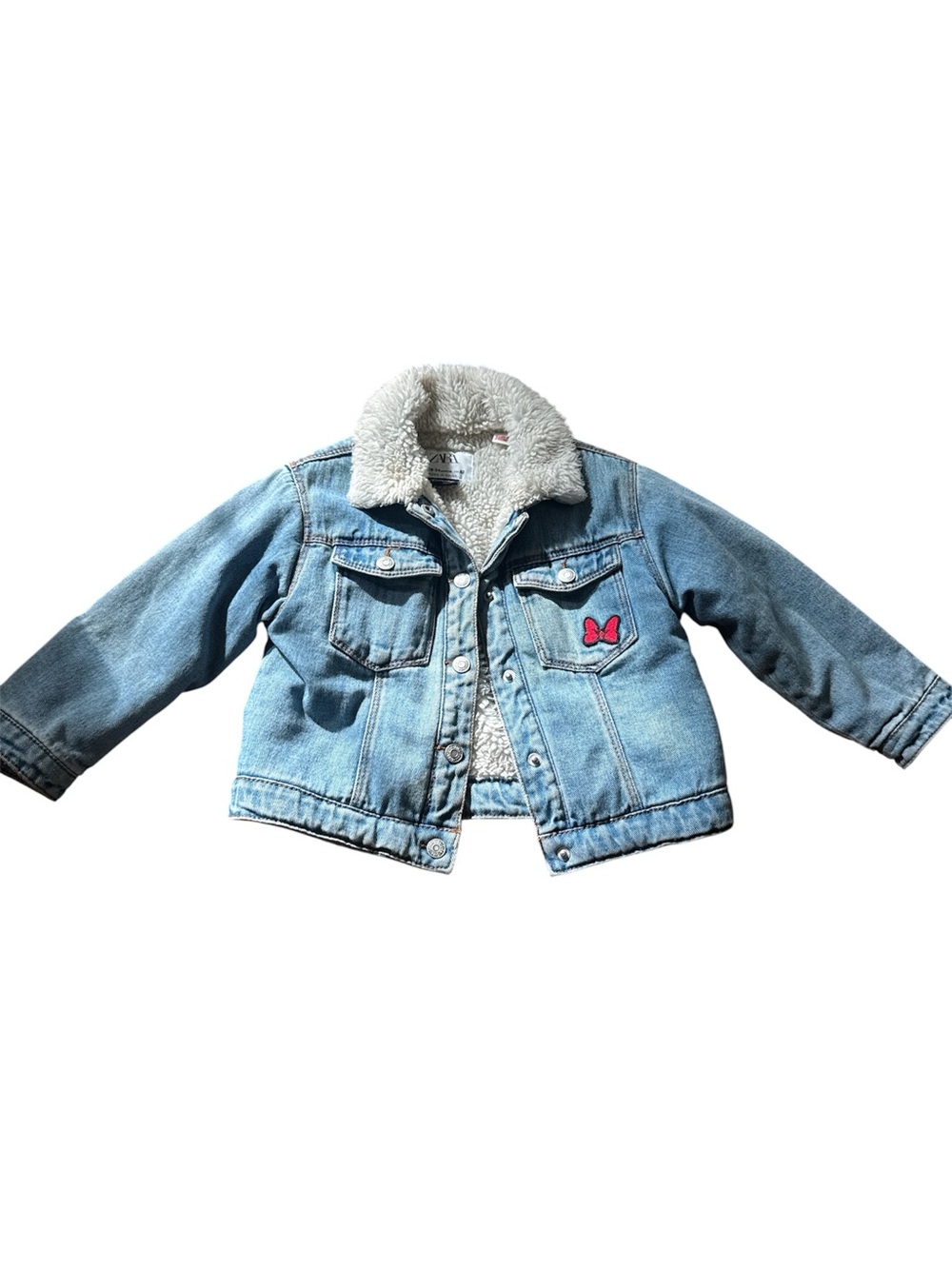 Zara Disney Kids Light Blue Sherpa-Lined Denim Jacket 18-24 months
